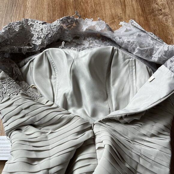 NWT TS Couture Light in the Box‎ Gray Lace Dress Women's 8 - Picture 8 of 10